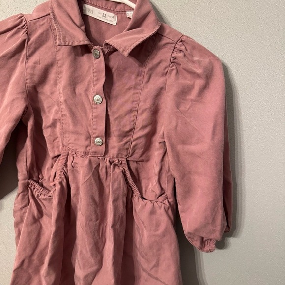 Zara Other - Zara Kids Girls Dusty Rose Pink Lyocell Long Sleeve Button Front Dress Size 5-6